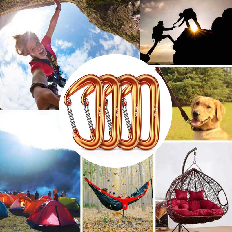 B-Mardi Carabiner Clips Heavy Duty 12kN (2697 lbs)-Lightweight Locking Carabiners for Camping, Hiking, Hammock, Dog Leash Harness, Outdoor and Gym etc, Keychains& Utility - Image 3